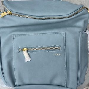 Fawn design mini diaper bag in dusty blue